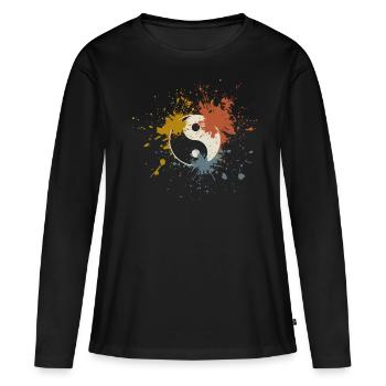 Yin et Yang - T-shirt manches longues Premium bio Femme - noir - Devant - Julia (174cm)