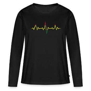 Musique Reggae Rastafari Jamaica - T-shirt manches longues Premium bio Femme - noir - Devant - Julia (174cm)