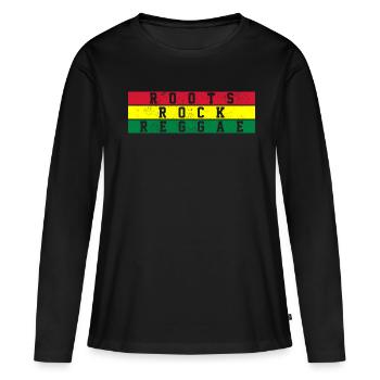 Roots Reggae Rock - Cadeau Rasta Rasta - T-shirt manches longues Premium bio Femme - noir - Devant - Julia (174cm)
