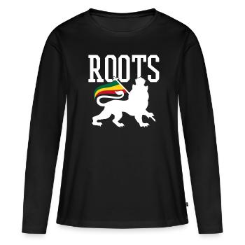 Lion Of Judah Reggae Musique Rastafarien Jamaïque Lion - T-shirt manches longues Premium bio Femme - noir - Devant - Julia (174cm)