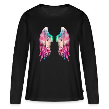 ailes d'ange - T-shirt manches longues Premium bio Femme - noir - Devant - Julia (174cm)