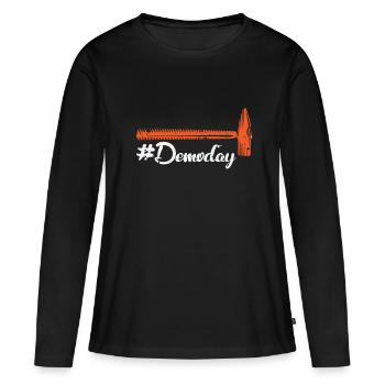 Delomate fixateur supérieur - T-shirt manches longues Premium bio Femme - noir - Devant - Julia (174cm)