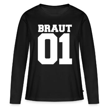 Junggesellenabschied Polterabend 01 Braut Crew - Frauen Premium Bio Langarmshirt - Schwarz - Vorne - Julia (174cm)