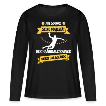 Là, l'entraîneur de handball entre dans la surface - T-shirt manches longues Premium bio Femme - noir - Devant - Julia (174cm)