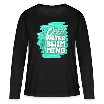 Open Water Swimming - Frauen Premium Bio Langarmshirt - Schwarz - Vorne - Julia (174cm)
