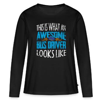 bus driver - Women's Premium Organic Long Sleeve Shirt - black - Front - Julia (174cm)