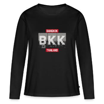 Bangkok - Frauen Premium Bio Langarmshirt - Schwarz - Vorne - Julia (174cm)