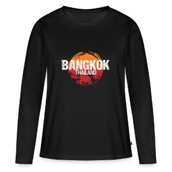 Bangkok - Frauen Premium Bio Langarmshirt - Schwarz - Vorne - Julia (174cm)