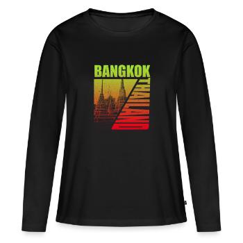 Bangkok - Frauen Premium Bio Langarmshirt - Schwarz - Vorne - Julia (174cm)
