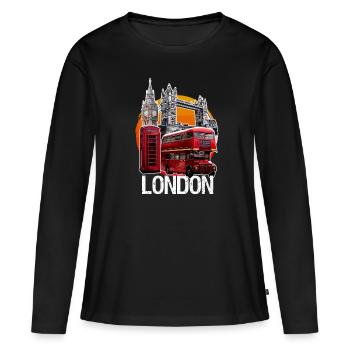 Cabine téléphonique londonienne Big Ben Bridge - T-shirt manches longues Premium bio Femme - noir - Devant - Julia (174cm)