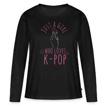 K-Pop - T-shirt manches longues Premium bio Femme - noir - Devant - Julia (174cm)