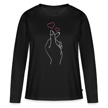 K-Pop - T-shirt manches longues Premium bio Femme - noir - Devant - Julia (174cm)