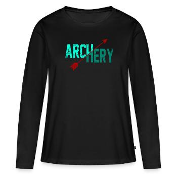 Archer arbalète flèche et arbalète - T-shirt manches longues Premium bio Femme - noir - Devant - Julia (174cm)