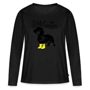 Schietwetter - Frauen Premium Bio Langarmshirt - Schwarz - Vorne - Julia (174cm)