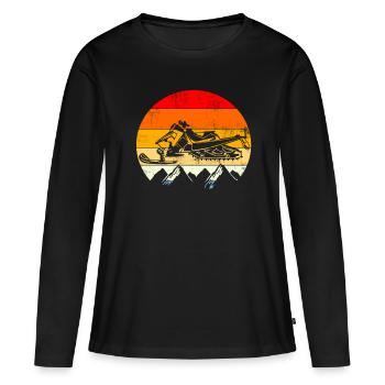 Vintage Retro Snowmobile - Frauen Premium Bio Langarmshirt - Schwarz - Vorne - Julia (174cm)