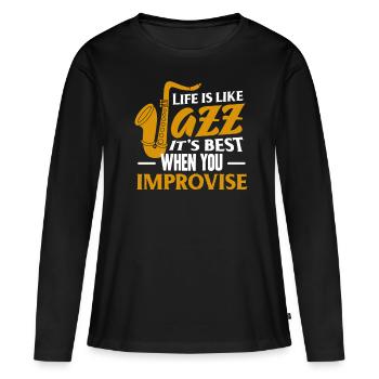jazz - T-shirt manches longues Premium bio Femme - noir - Devant - Julia (174cm)