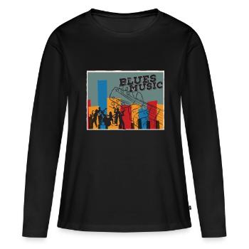 Blues - T-shirt manches longues Premium bio Femme - noir - Devant - Julia (174cm)