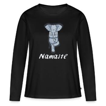 Éléphant de yoga Namaste Inde cadeau de méditation - T-shirt manches longues Premium bio Femme - noir - Devant - Julia (174cm)