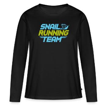 Marathon de course à pied - T-shirt manches longues Premium bio Femme - noir - Devant - Julia (174cm)