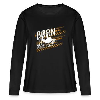 Né pour Base Jumping - T-shirt manches longues Premium bio Femme - noir - Devant - Julia (174cm)