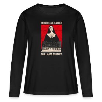 Synthétiseur Vintage Synthétiseur Analogique Synthé Rétro - T-shirt manches longues Premium bio Femme - noir - Devant - Julia (174cm)