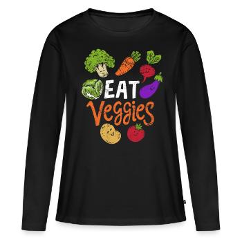 Vegetables eat vegetables vegetables - Women's Premium Organic Long Sleeve Shirt - black - Front - Julia (174cm)