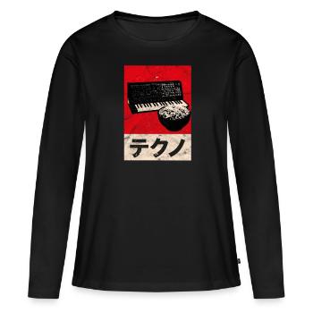 Vintage Analogique Japonais SynthéTiseur Rétro Synthétiseur - T-shirt manches longues Premium bio Femme - noir - Devant - Julia (174cm)