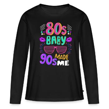 80er Jahre Baby - Frauen Premium Bio Langarmshirt - Schwarz - Vorne - Julia (174cm)