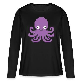 Rétro 8-Bit Pixel Octopus Gamer Squid Ward Kalmar - T-shirt manches longues Premium bio Femme - noir - Devant - Julia (174cm)