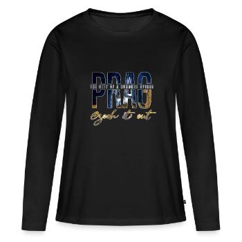 Prague - T-shirt manches longues Premium bio Femme - noir - Devant - Julia (174cm)