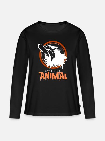 Wölfe - Frauen Premium Bio Langarmshirt - Schwarz