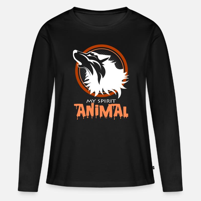 Wölfe - Frauen Premium Bio Langarmshirt - Schwarz