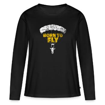 Gleitschirm - Frauen Premium Bio Langarmshirt - Schwarz - Vorne - Julia (174cm)