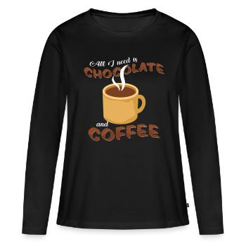 Chocolat chaud - T-shirt manches longues Premium bio Femme - noir - Devant - Julia (174cm)