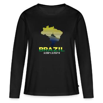 Brésil Coordonnées - T-shirt manches longues Premium bio Femme - noir - Devant - Julia (174cm)