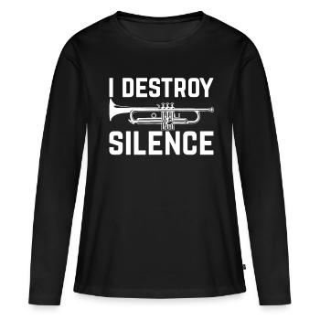 Volume de la trompette - T-shirt manches longues Premium bio Femme - noir - Devant - Julia (174cm)