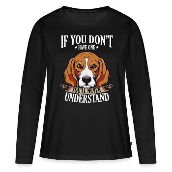 Beagle - Frauen Premium Bio Langarmshirt - Schwarz - Vorne - Julia (174cm)