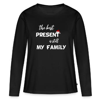 Weihnachten - The Best Present is still my Family - Frauen Premium Bio Langarmshirt - Schwarz - Vorne - Julia (174cm)