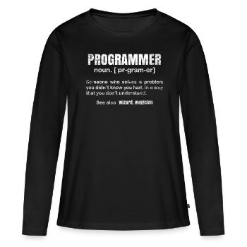 programmeur - T-shirt manches longues Premium bio Femme - noir - Devant - Julia (174cm)