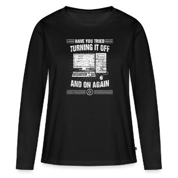 Computer - Frauen Premium Bio Langarmshirt - Schwarz - Vorne - Julia (174cm)