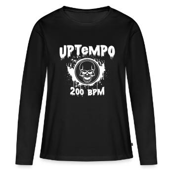 Musique Uptempo à 200 BPM Raver Techno cadeau - T-shirt manches longues Premium bio Femme - noir - Devant - Julia (174cm)
