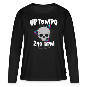 Uptempo 240 BPM Skull Hardstyle Hakken Gabber - T-shirt manches longues Premium bio Femme - noir - Devant - Julia (174cm)