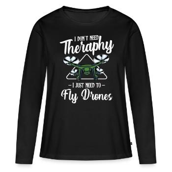 drones - T-shirt manches longues Premium bio Femme - noir - Devant - Julia (174cm)