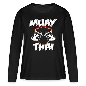 boxe thaï - T-shirt manches longues Premium bio Femme - noir - Devant - Julia (174cm)