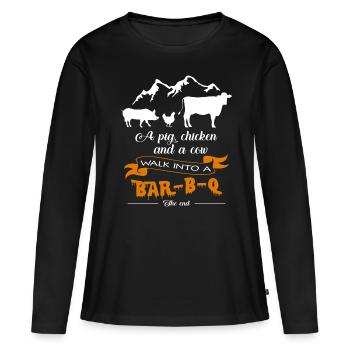 BBQ - T-shirt manches longues Premium bio Femme - noir - Devant - Julia (174cm)