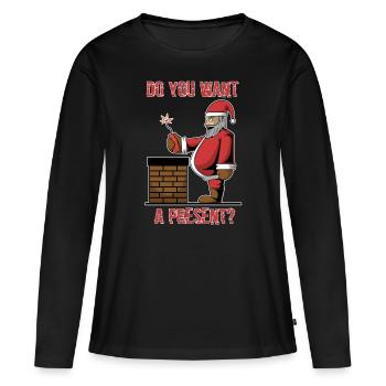 Böser Weihnachtsmann Geschenk Dynamit Schornstein - Frauen Premium Bio Langarmshirt - Schwarz - Vorne - Julia (174cm)