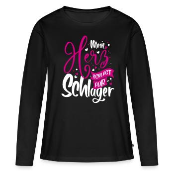 Mon cœur bat pour les hits - Schlager music - T-shirt manches longues Premium bio Femme - noir - Devant - Julia (174cm)