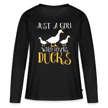 duck - Women's Premium Organic Long Sleeve Shirt - black - Front - Julia (174cm)