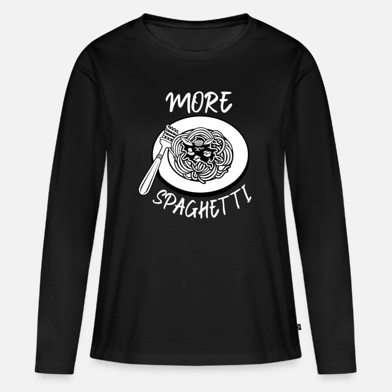 Spaghetti - Frauen Premium Bio Langarmshirt - Schwarz