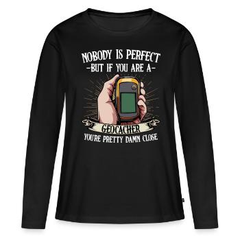 Geocaching - T-shirt manches longues Premium bio Femme - noir - Devant - Julia (174cm)